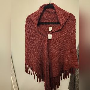 Burgundy Fringe Shaw